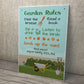 Garden Rules Sign A4 Wall Fence Plaque Beautiful Sign For Garden