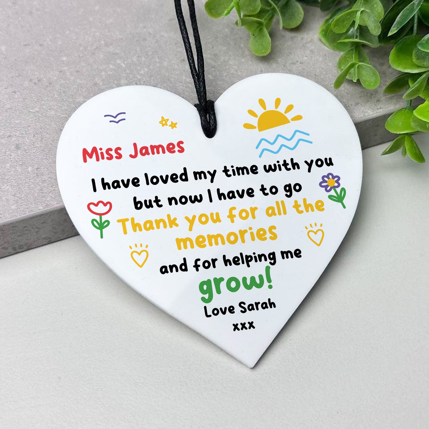 Gift For Teacher Nursery Teacher Heart Plaque Personalised