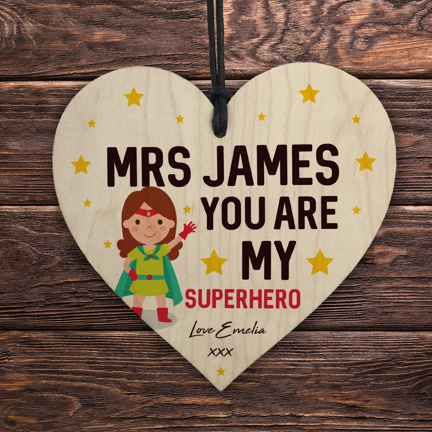 Personalised Teacher Gifts Wood Heart TA Appreciation Gifts