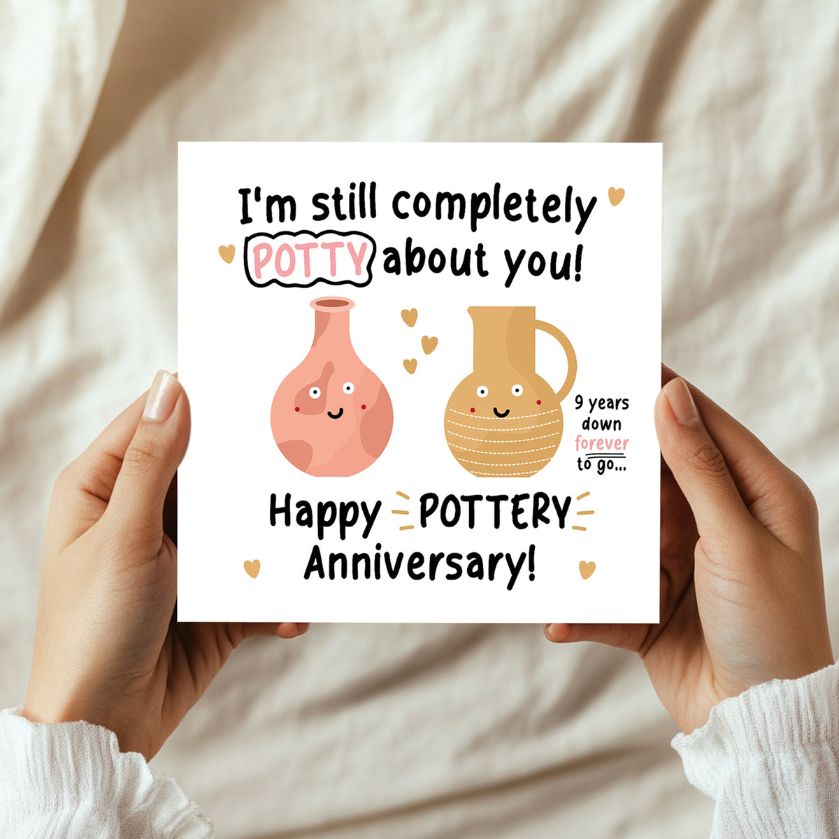 Funny Pottery Anniversary Card For Husband Wife 9th Anniversary