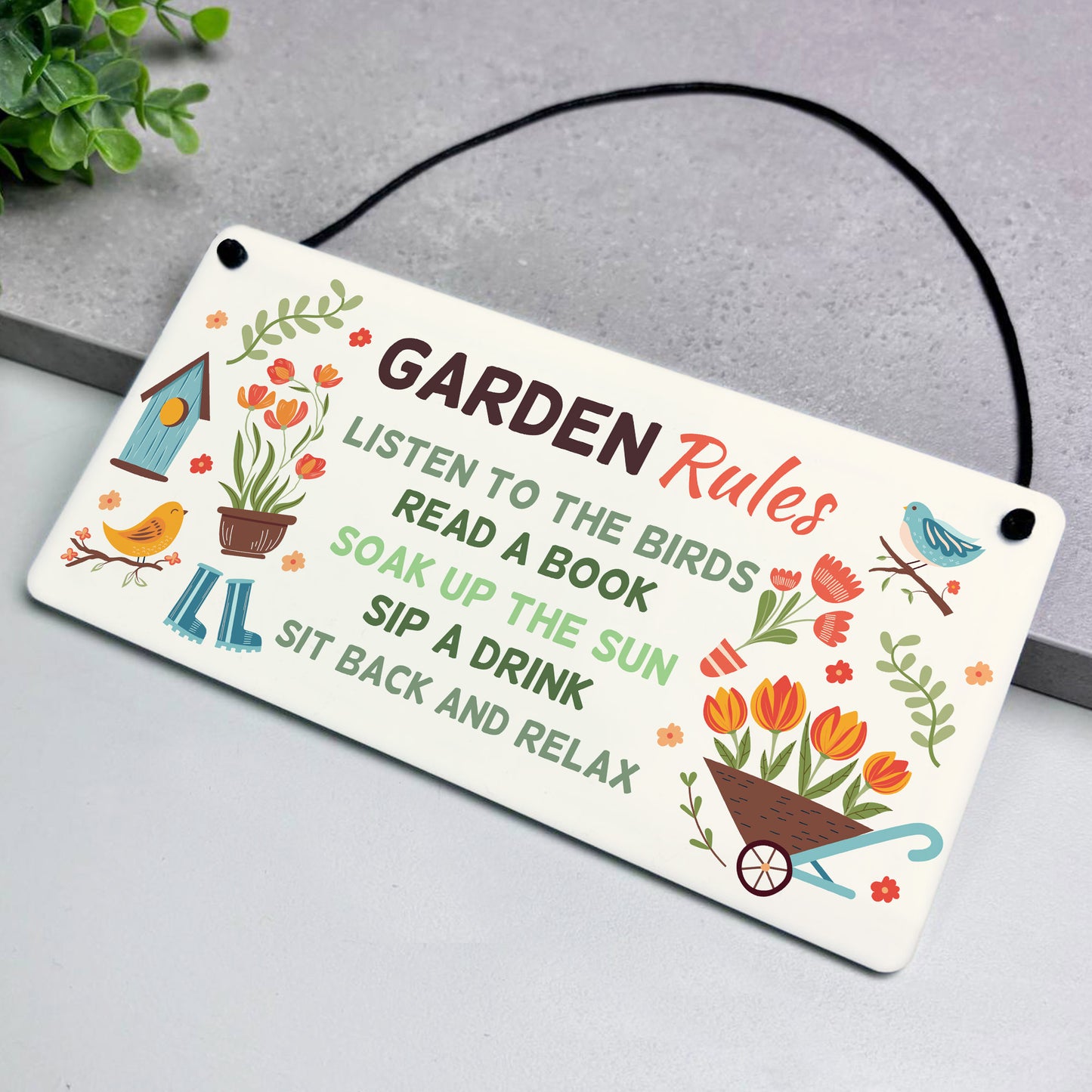 Garden Sign For Outside Hanging Robin Garden Rules Sign