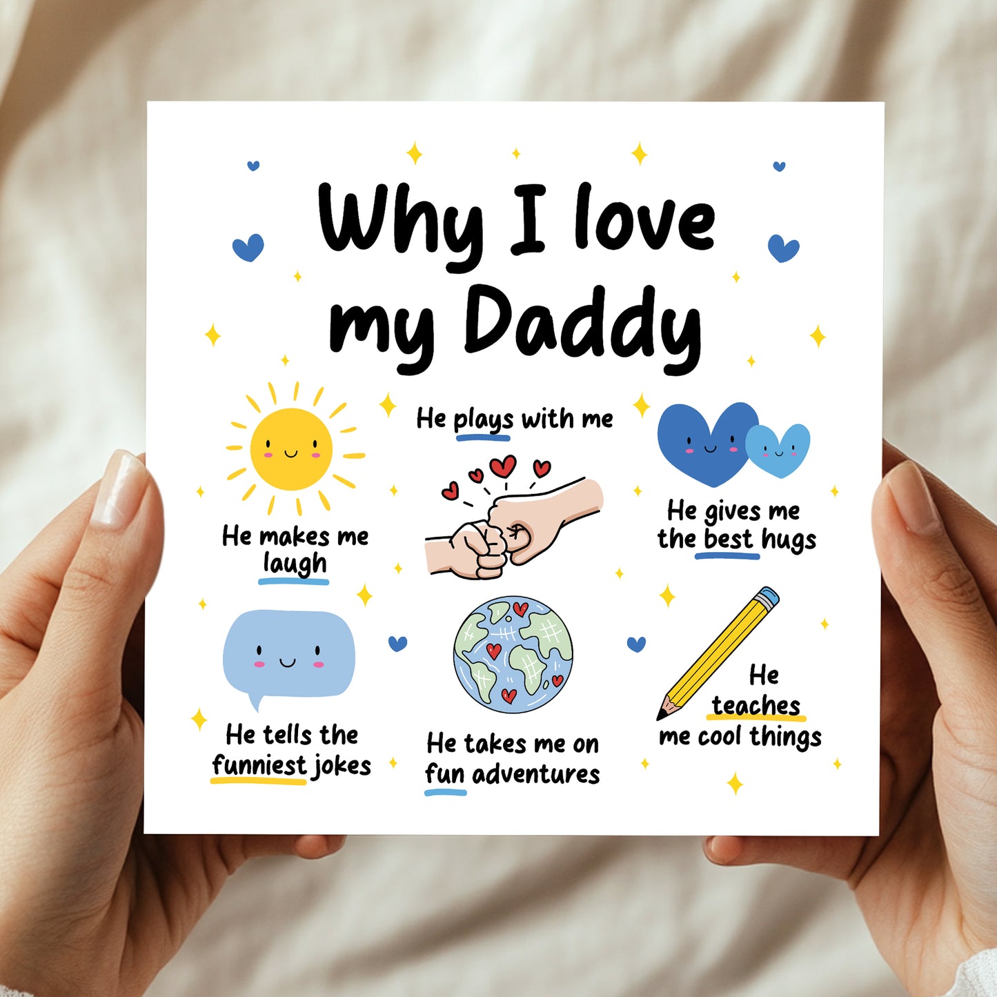 Daddy Card Why I Love Daddy Card Birthday Card for Daddy