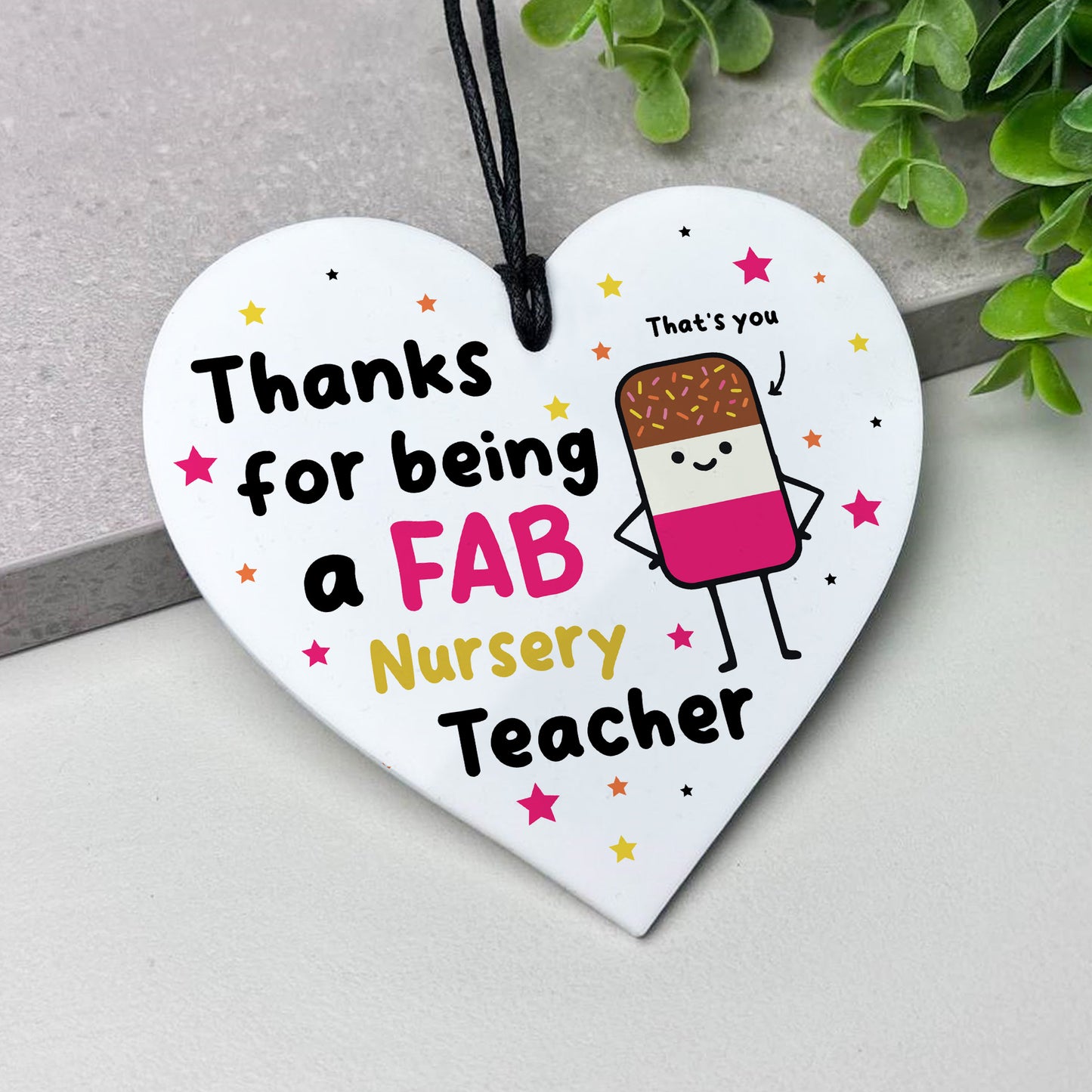 Nursery Teacher Gift Hanging Heart Thank You Gift FAB Teacher
