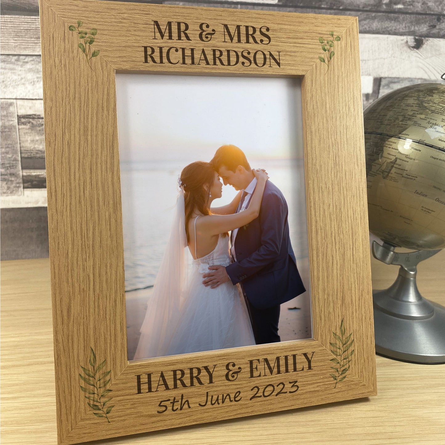 Wooden Wedding Photo Frame Personalised Gift For Bride Groom