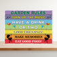 Colourful Garden Rules Sign Hanging Wall Sign Garden Signs