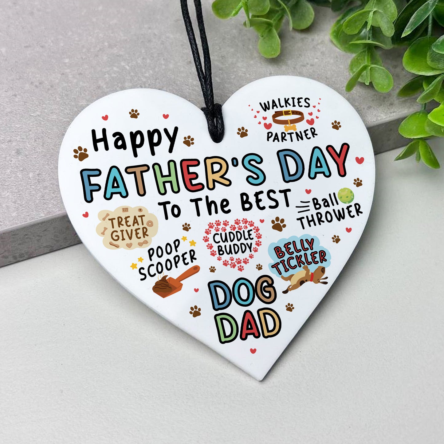 Fathers Day Gift From Dog Funny Gift For Dad Hanging Heart