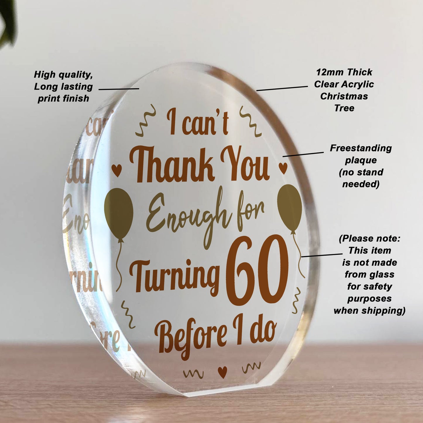 Funny 60th Birthday Acrylic Plaque Present For Men Women Sixty