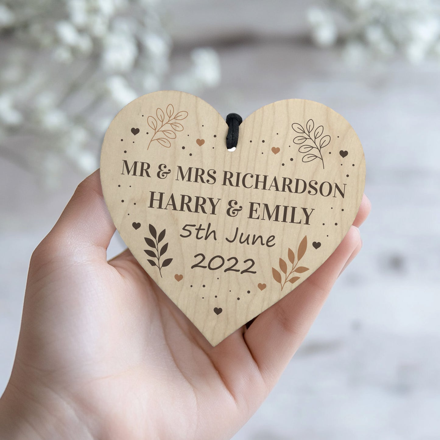 Personalised Wood Wedding Photo Frame and Heart Gift Bride Groom