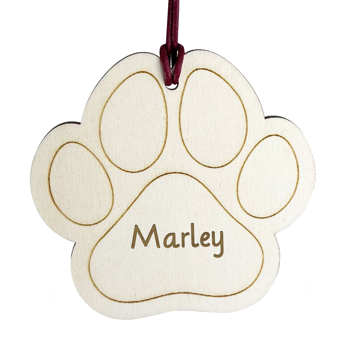 Personalised Paw Print Bauble Engraved Decorations Customised
