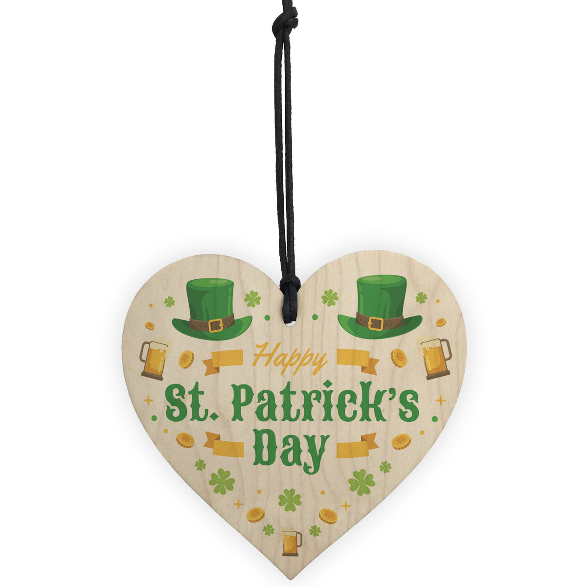 Happy St Patrick's Day-Irish Day Wood Heart Decorations
