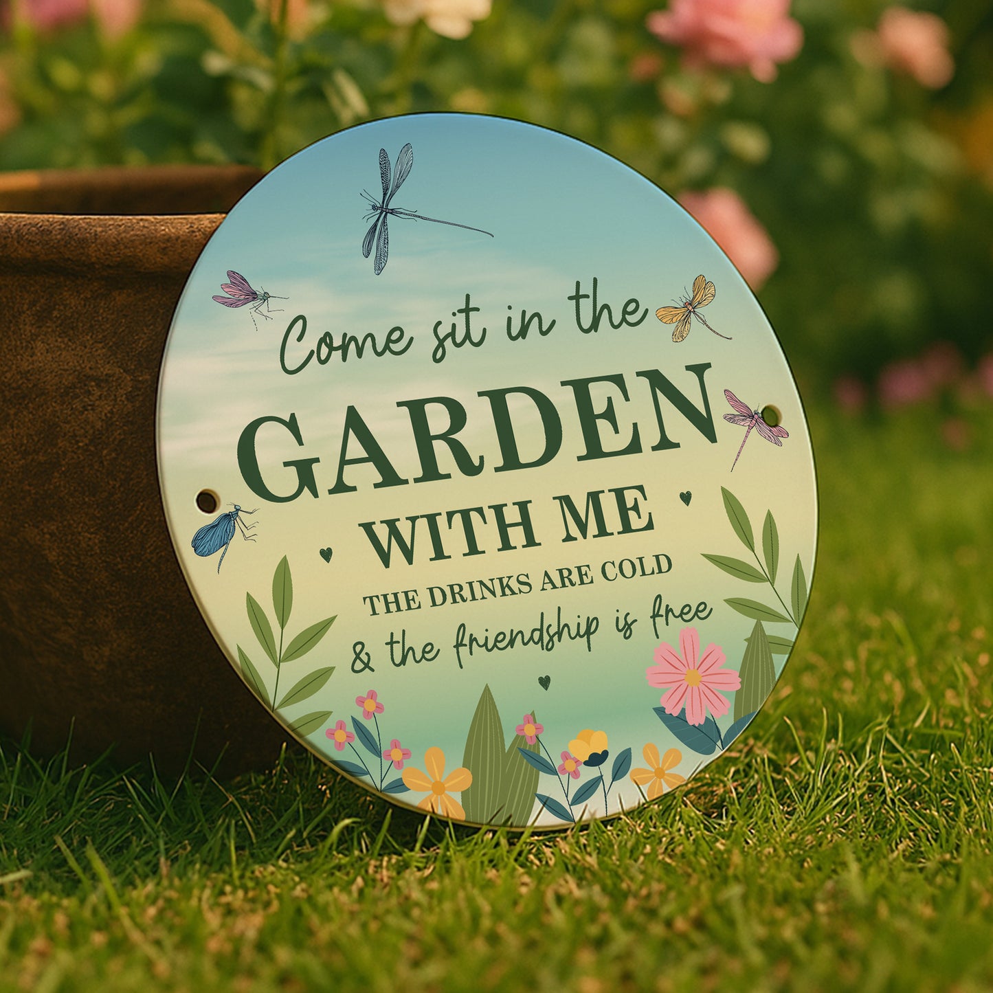 Garden Sign For Outside Acrylic Come Sit In The Garden Plaque