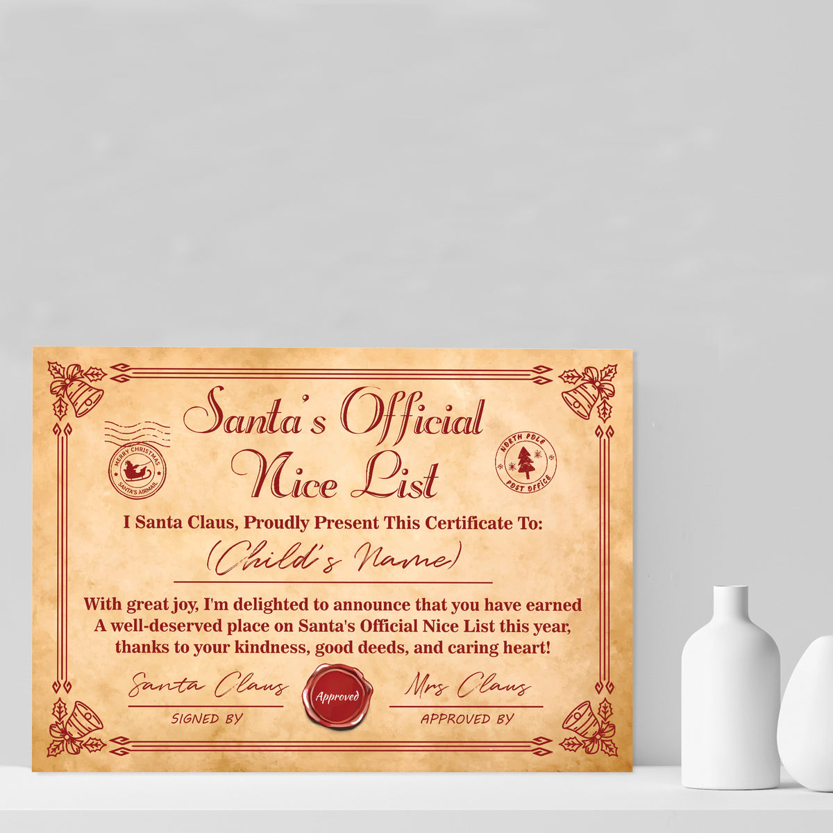 Santas Nice List Christmas Eve Gift For Children Personalised