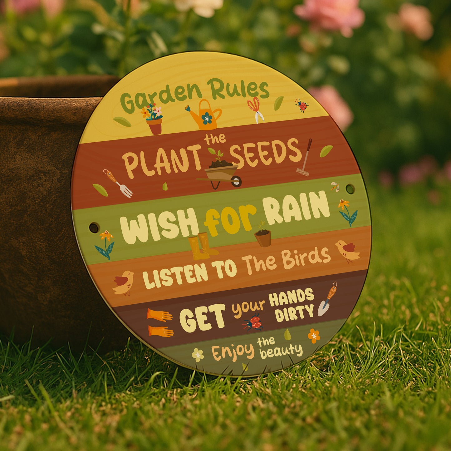 Funny Garden Sign Round Garden Sign For Outside Garden Rules