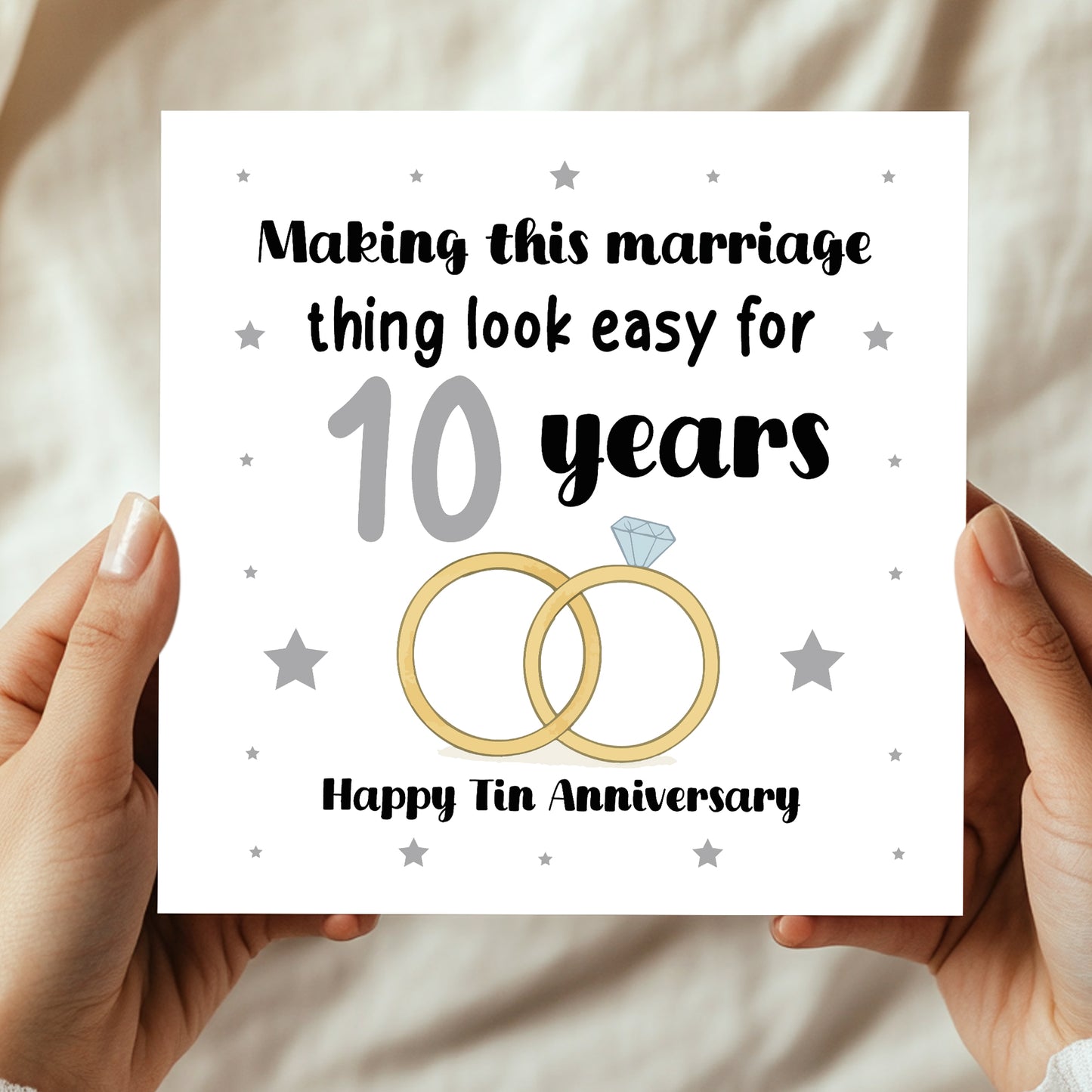 10th Wedding Anniversary Card For Husband Wife Couple
