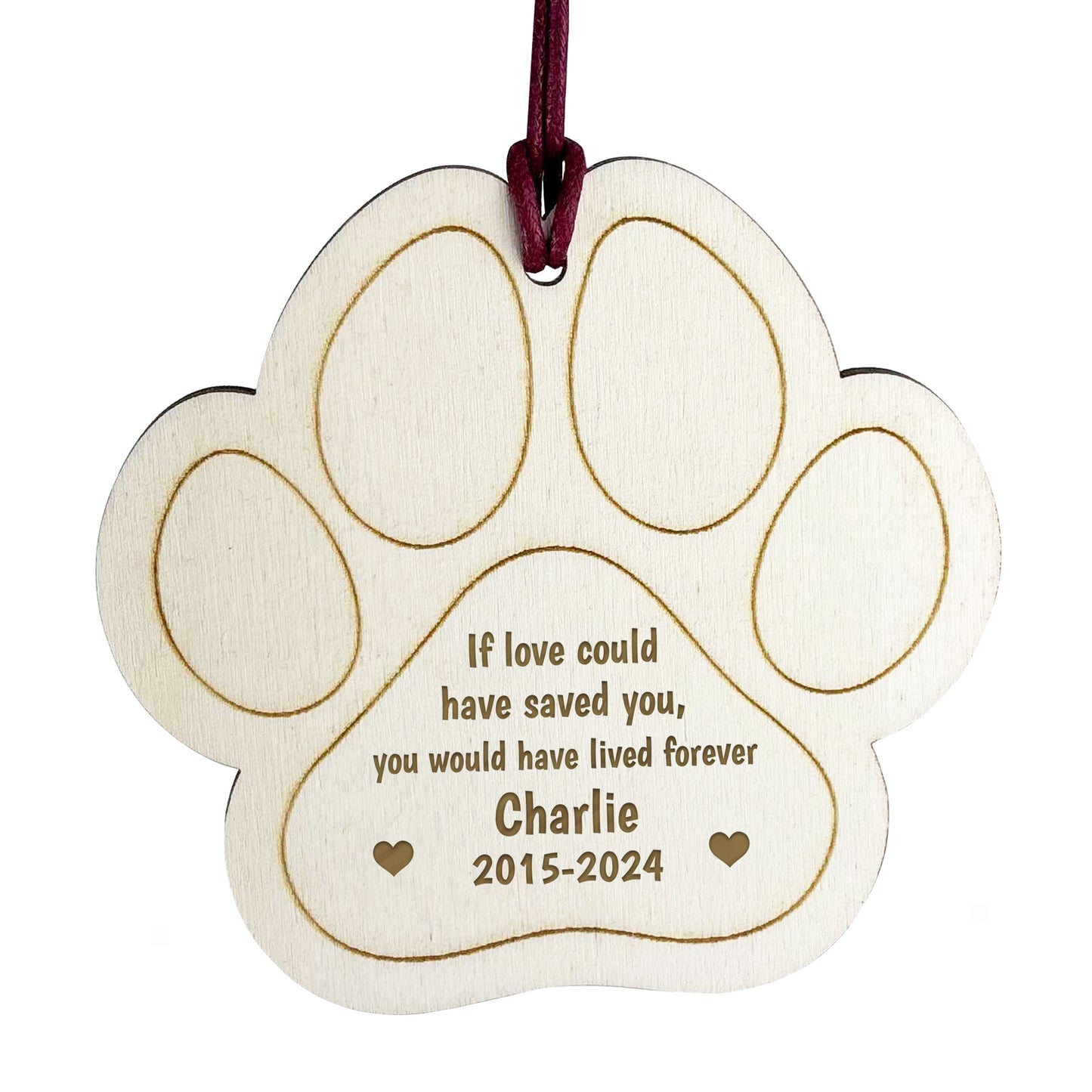 Dog Personalised Memorial Tree Decorations Engraved Ornament