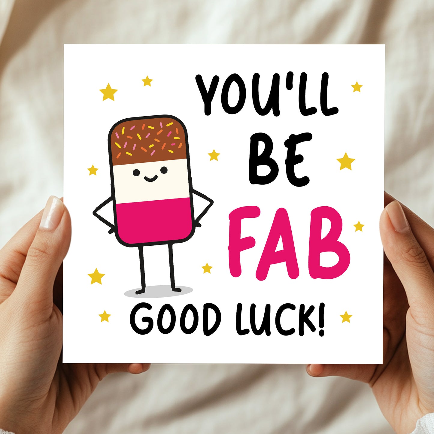 YOU'LL BE FAB Good Luck Card With Kraft Envelope Good Luck Card