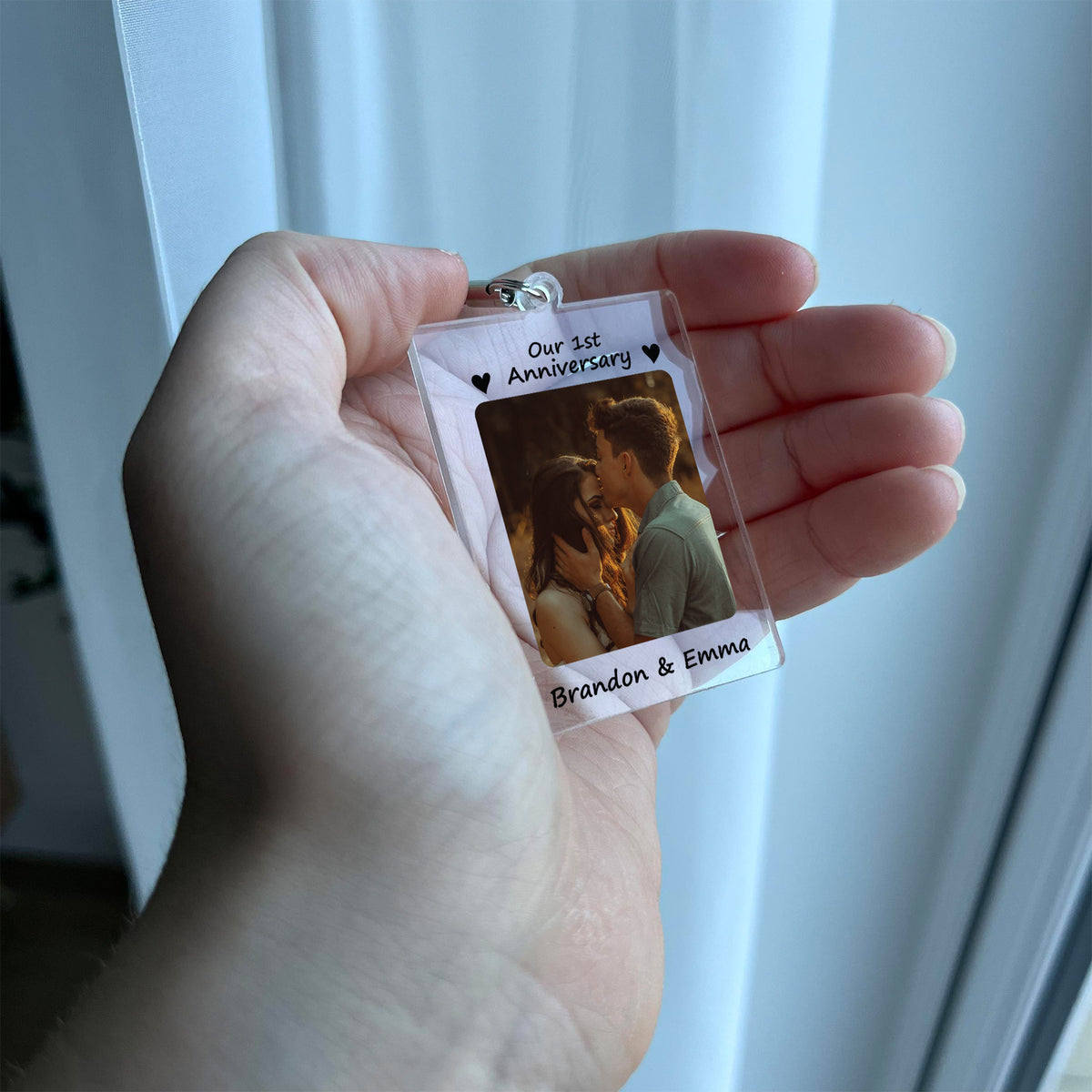 Custom Couple Keychain Personalised 1st Anniversary Gifts