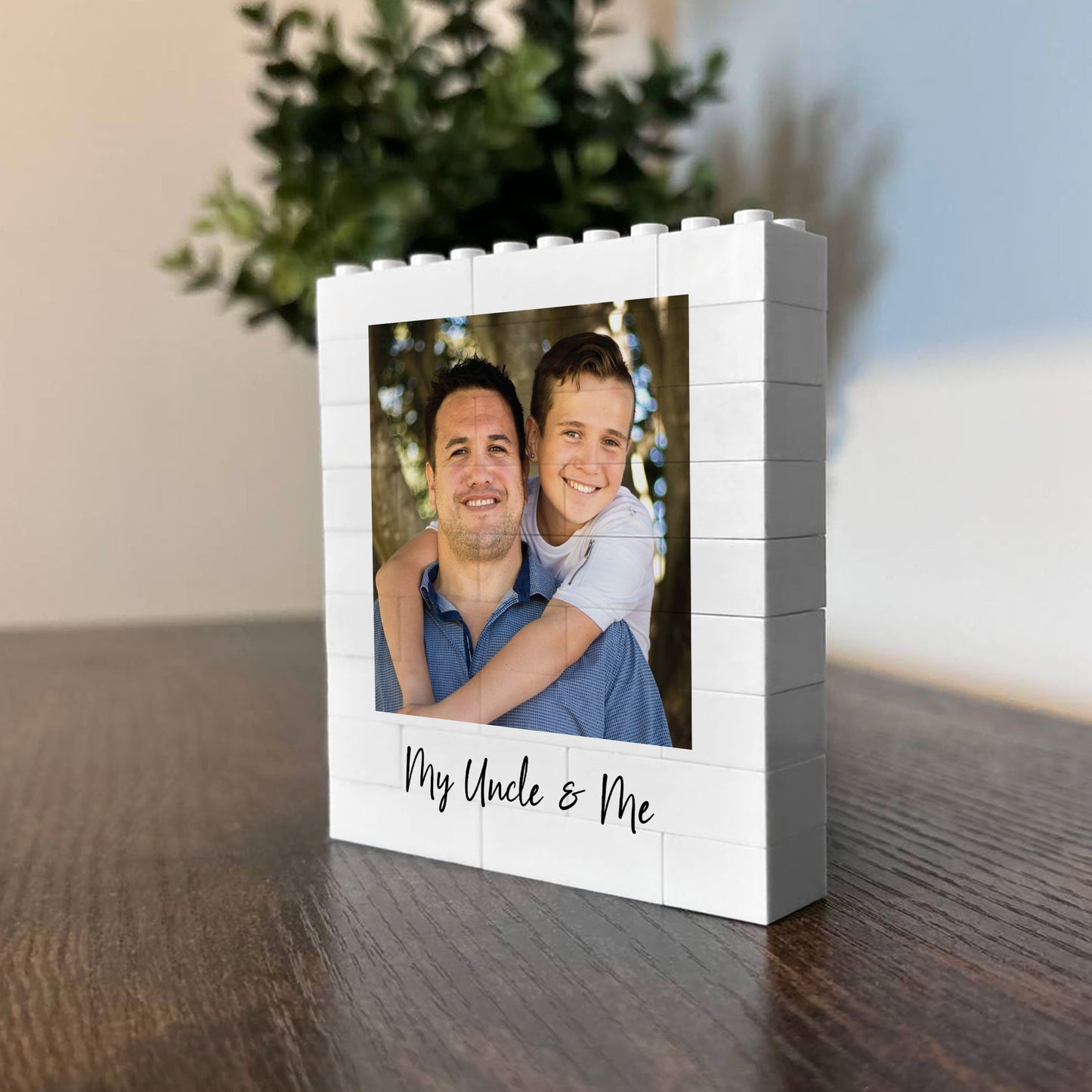 Personalised Uncle & Me Brick Photo Block Gift for Uncle