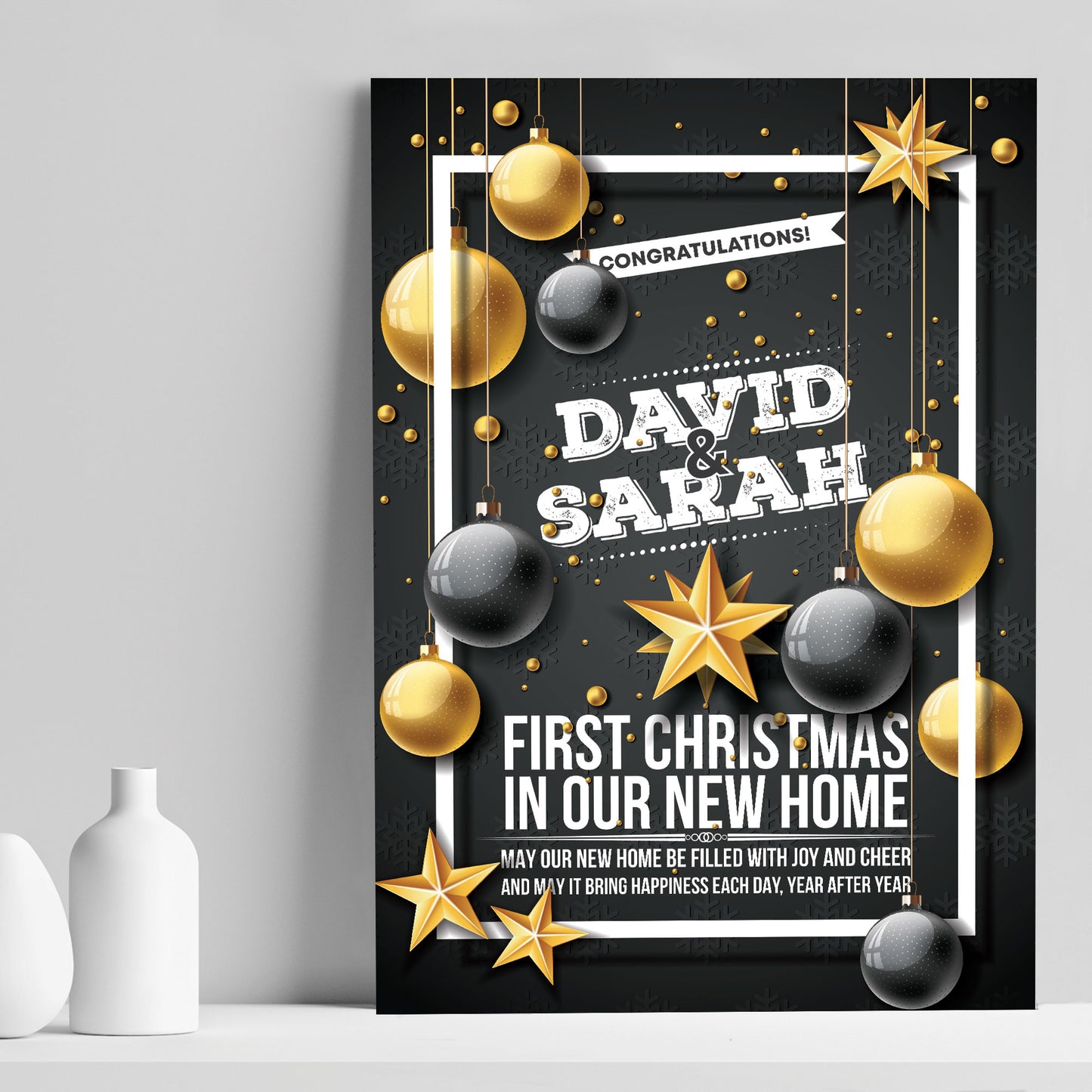 Personalised First Christmas In Our New Home Fraed Print Couple
