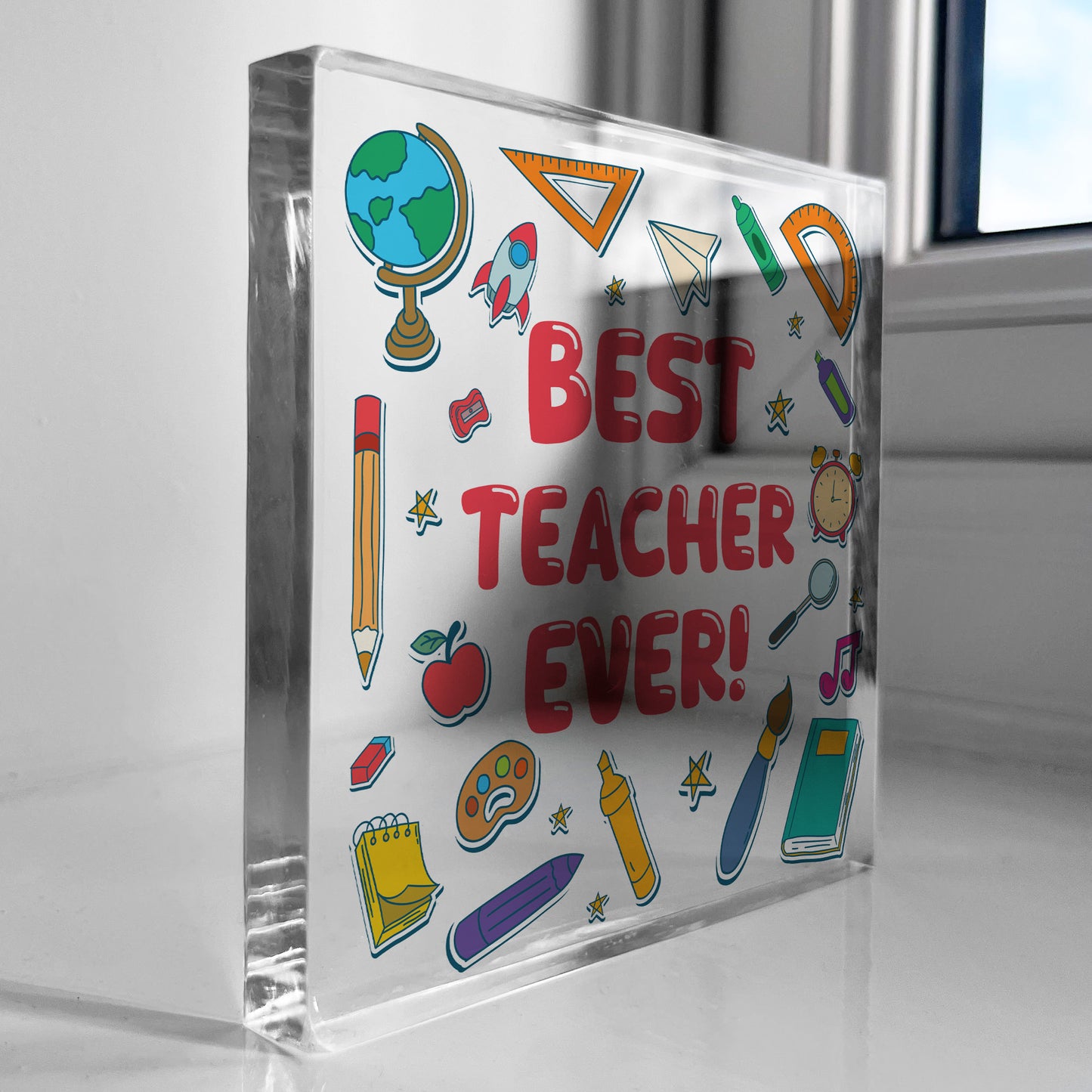End Of Term Gift For Best Teacher Ever Freestanding Block