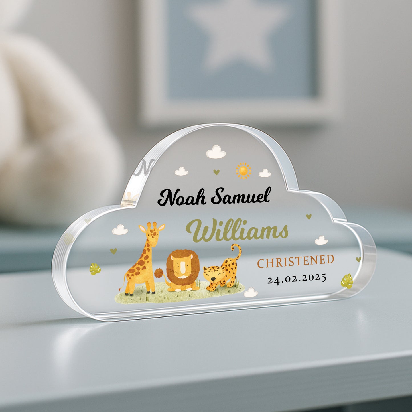 Christening Gift For Baby Boy Cloud Plaque Personalised