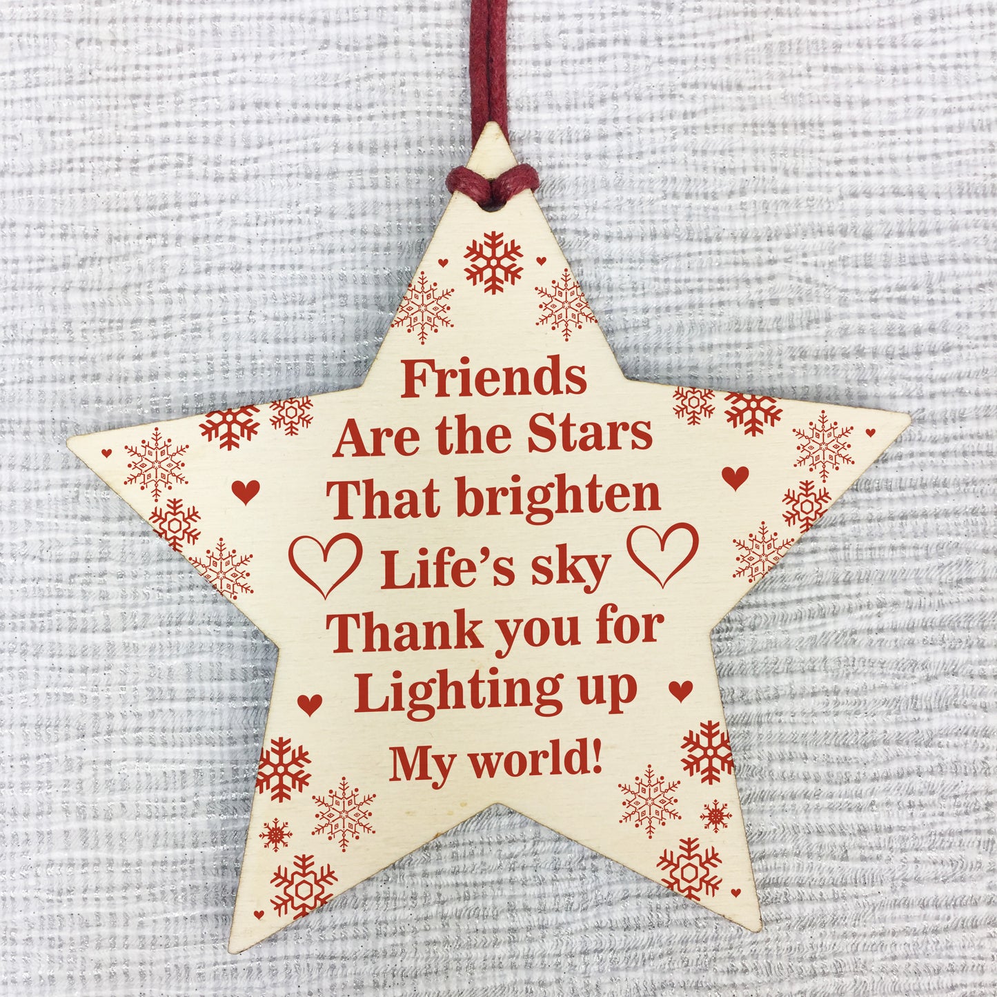 Friendship Wooden Star Hanging Bauble Gift For Christmas