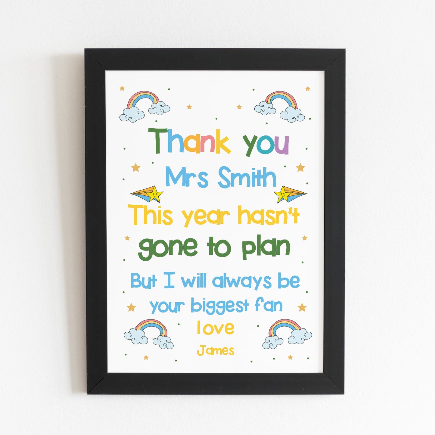 Personalised Framed Print Thank You Gift For Teacher Teaching