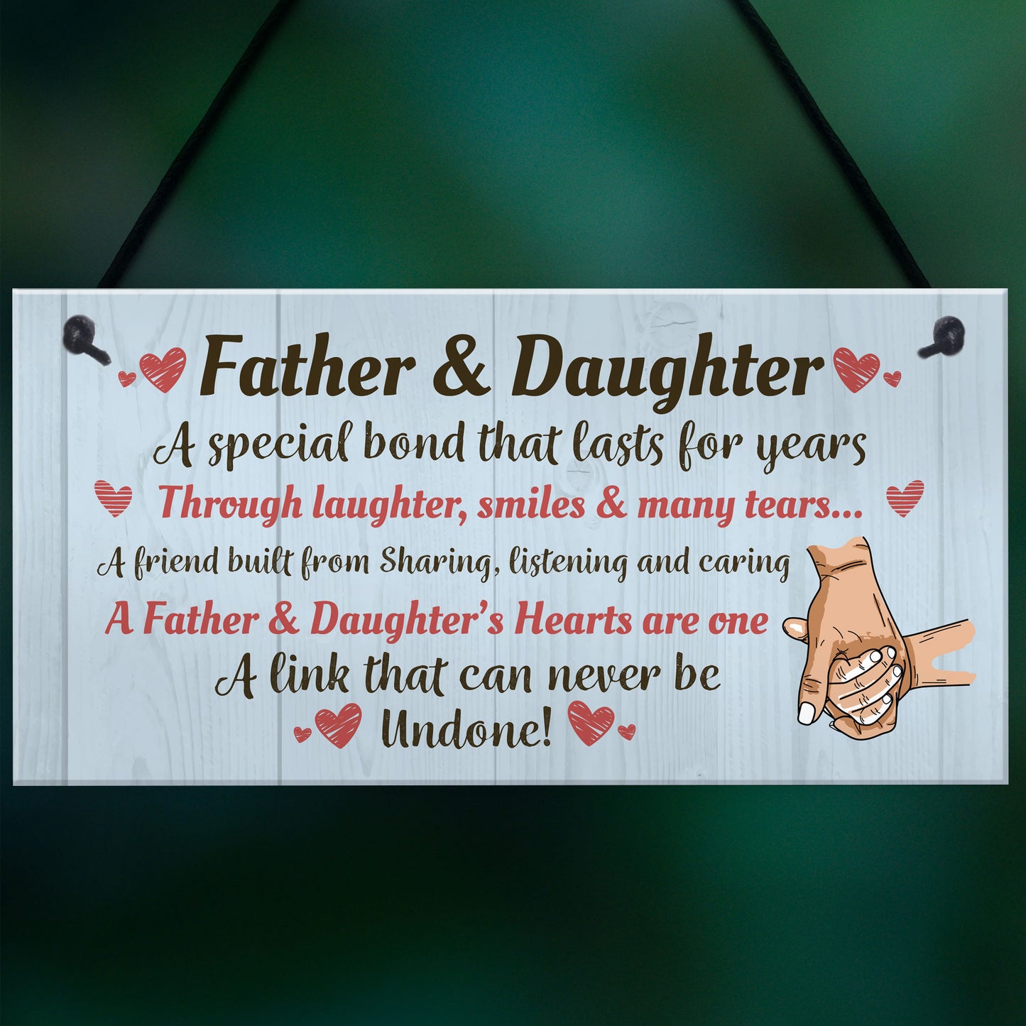 Father and Daughter Hanging Sign Dad Gift From Daughter Fathers