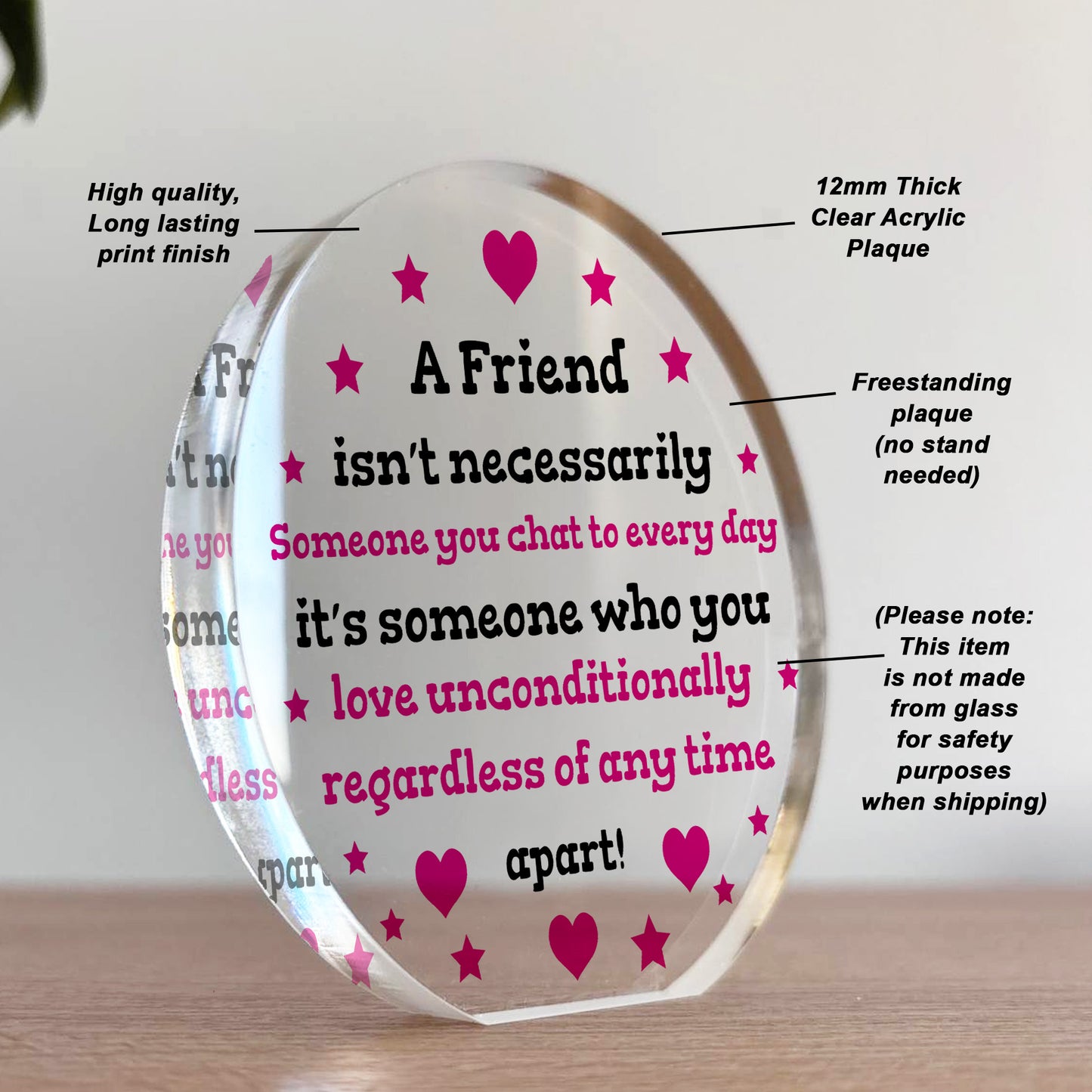 Friendship Gift For Long Distance Friend Acrylic Plaque Thankyou