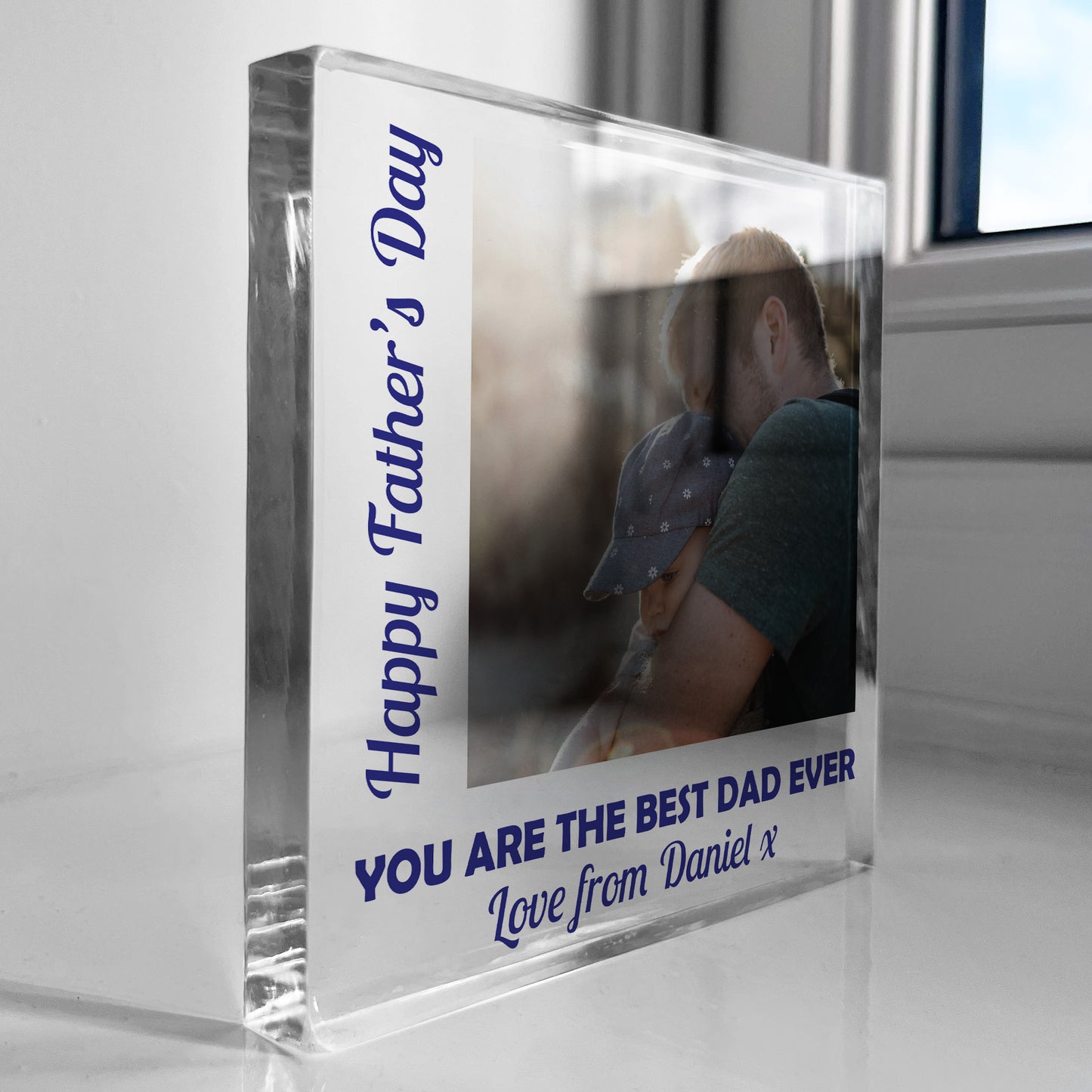 Fathers Day Gift For BEST DAD EVER Personalised Clear Block