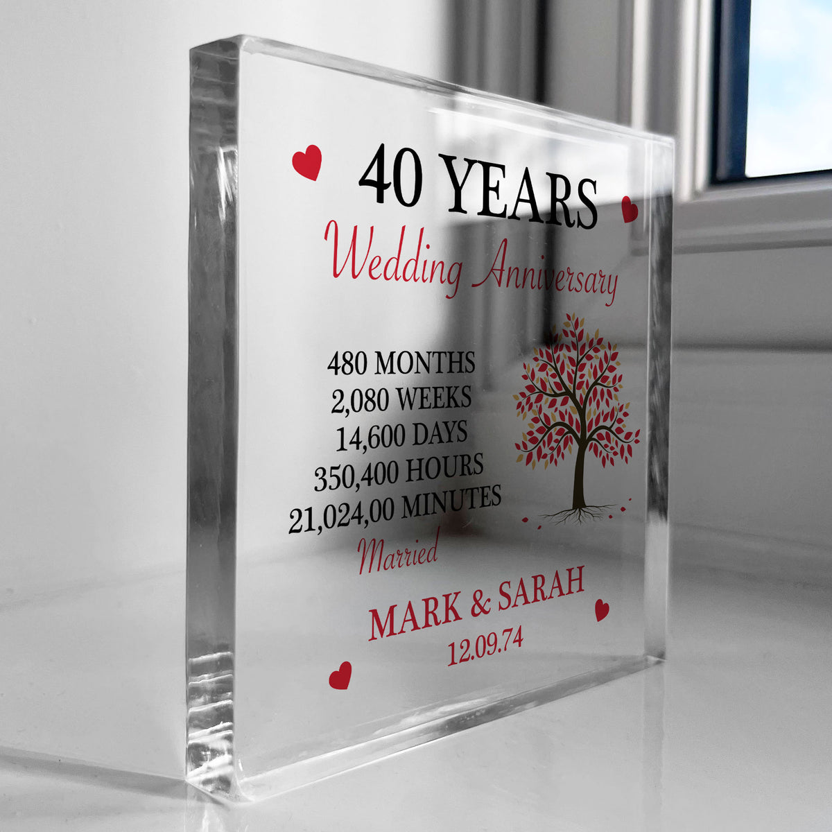Personalised 40th Wedding Anniversary Gift Ruby Wedding Gifts