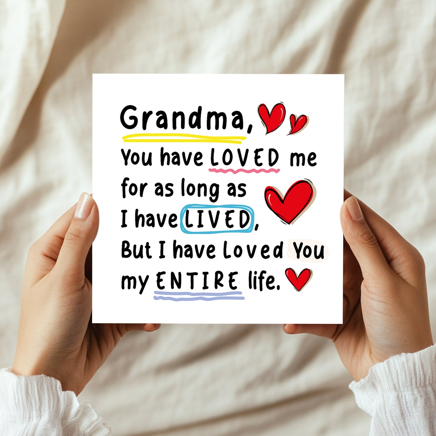 Card For Grandma Birthday Mothers Day With Envelope Thank You