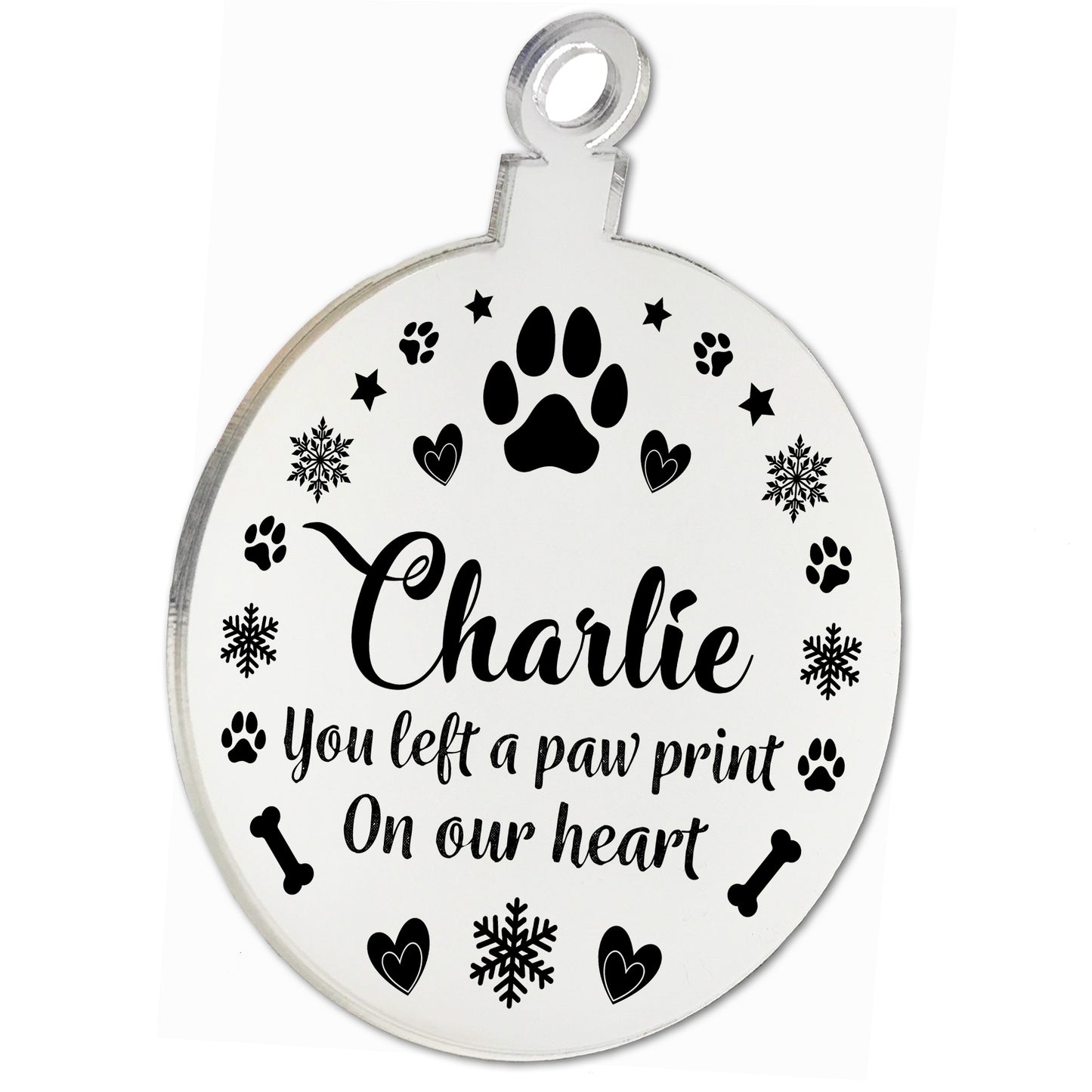 Personalised Dog Loss Memorial Gift Acrylic Engraved Bauble