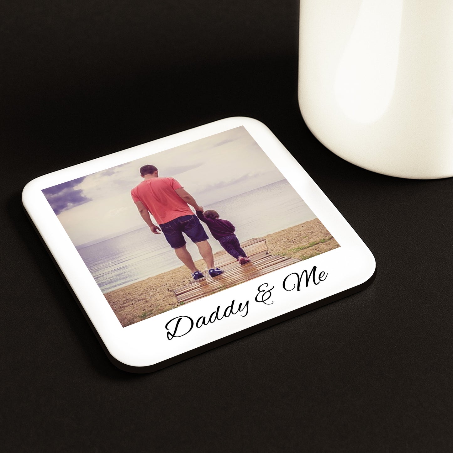 Personalised Daddy Gift Daddy And Me Photo Coaster Gift
