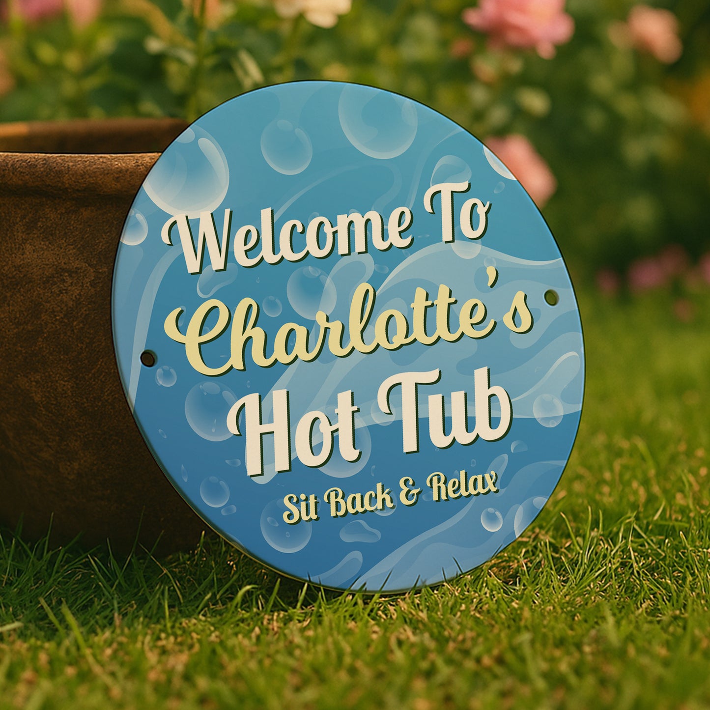 Personalised Welcome To Hot Tub Sign For Outdoor Wall Mounted