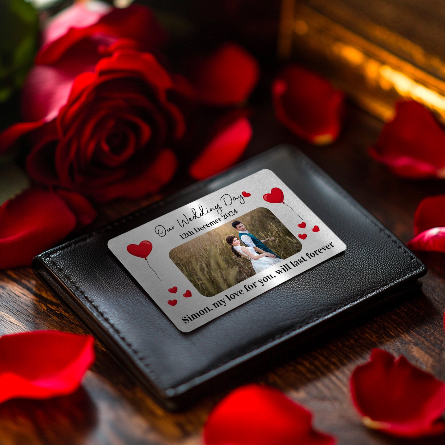 Our Wedding Day Gift Personalised Photo Metal Wallet Card Gift