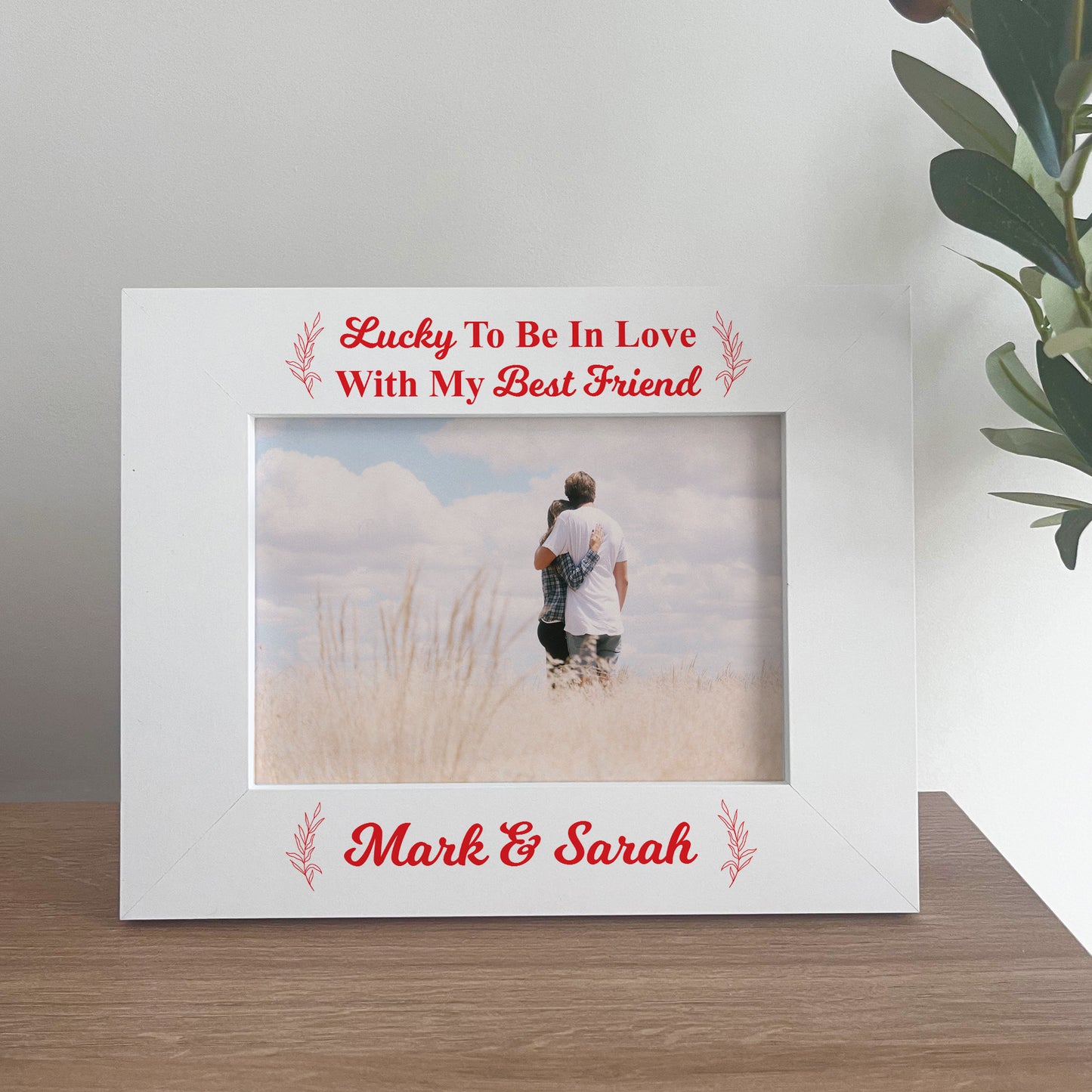 Personalised White Wooden Photo Frame For Couple 7X5 Frame