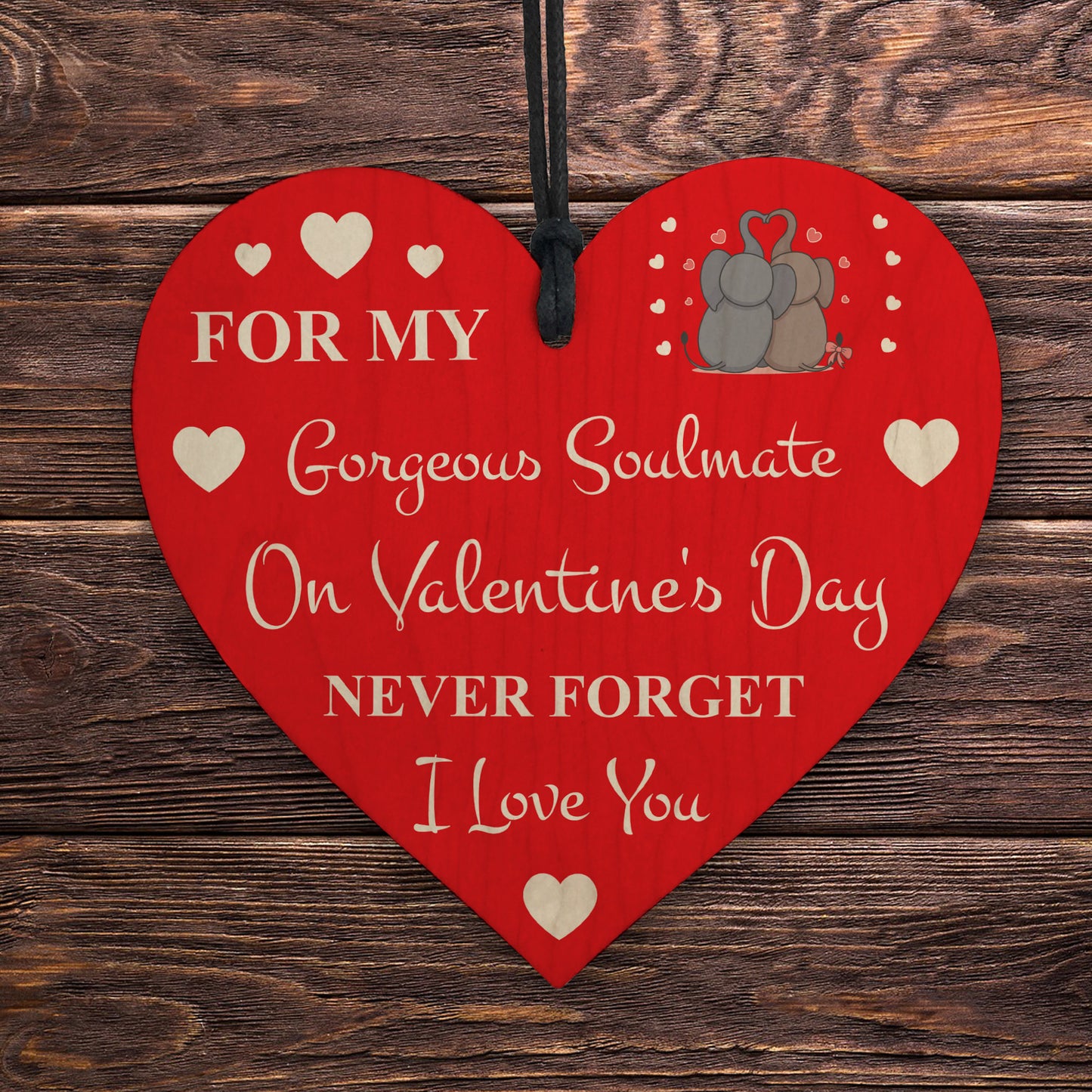 Valentines Day Gift Him Her Wood Heart Soulmate Gift Boyfriend