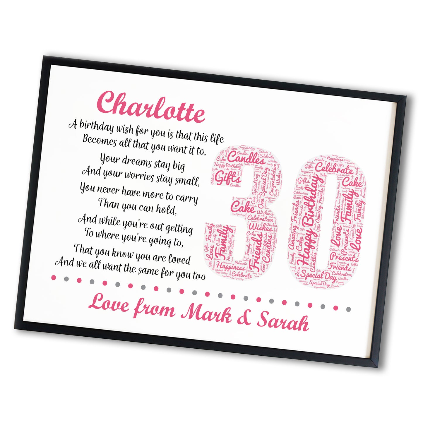 Personalised 30th Birthday Gift for Mum Daughter A3 Framed Print