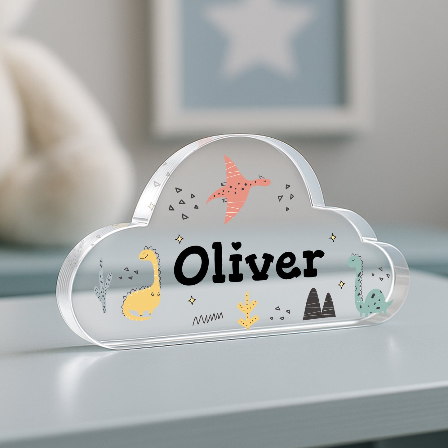 Dinosaur Acrylic Plaque Custom Name Nursery Decor Dinosaur Gift