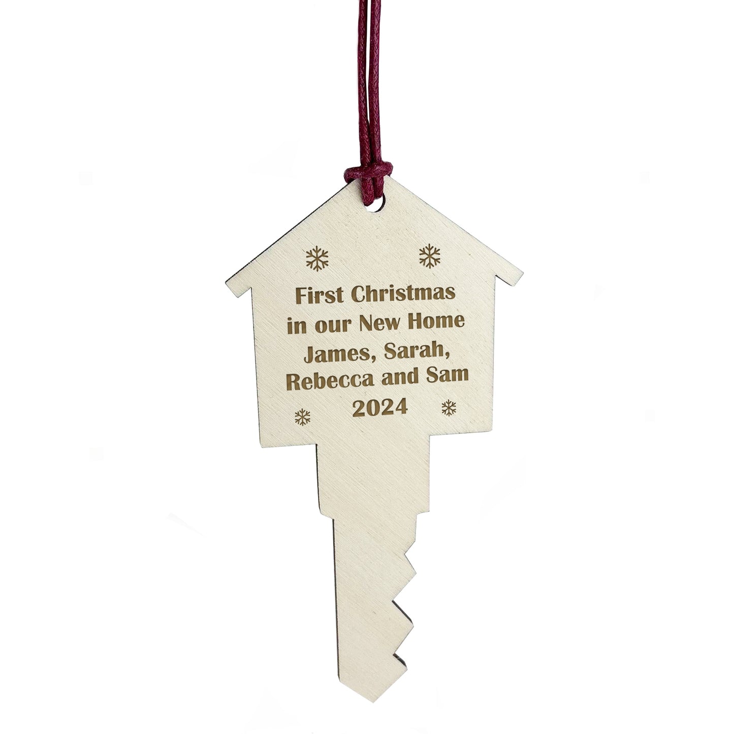 First Christmas in Our New Home Bauble Personalised Wooden Key