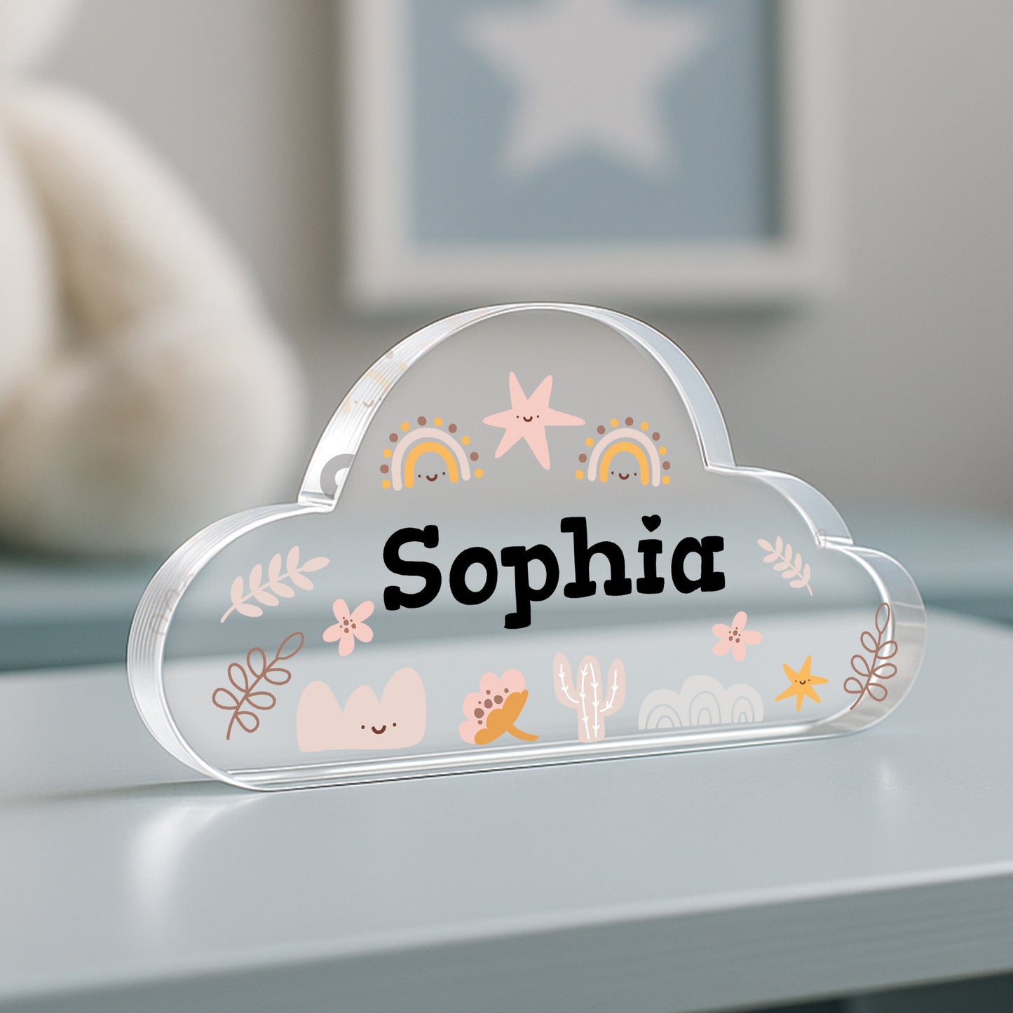 Personalised Nursery Decor Acrylic Cloud Plaque For Daughter