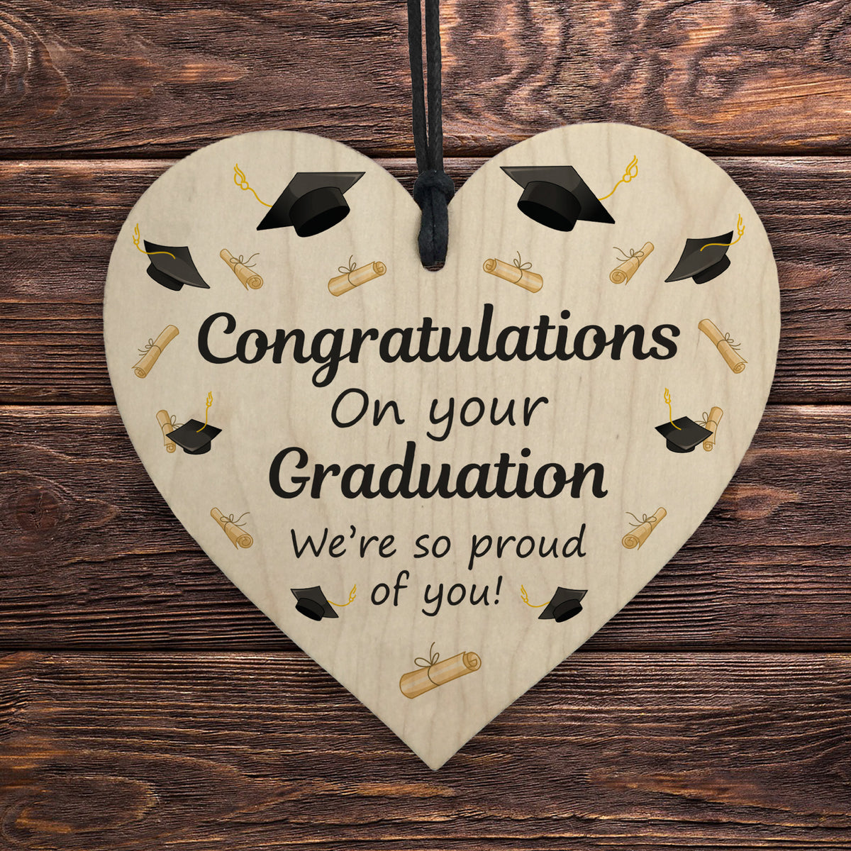 Congratulations On Your Graduation Gift Hanging Wood Heart Gift