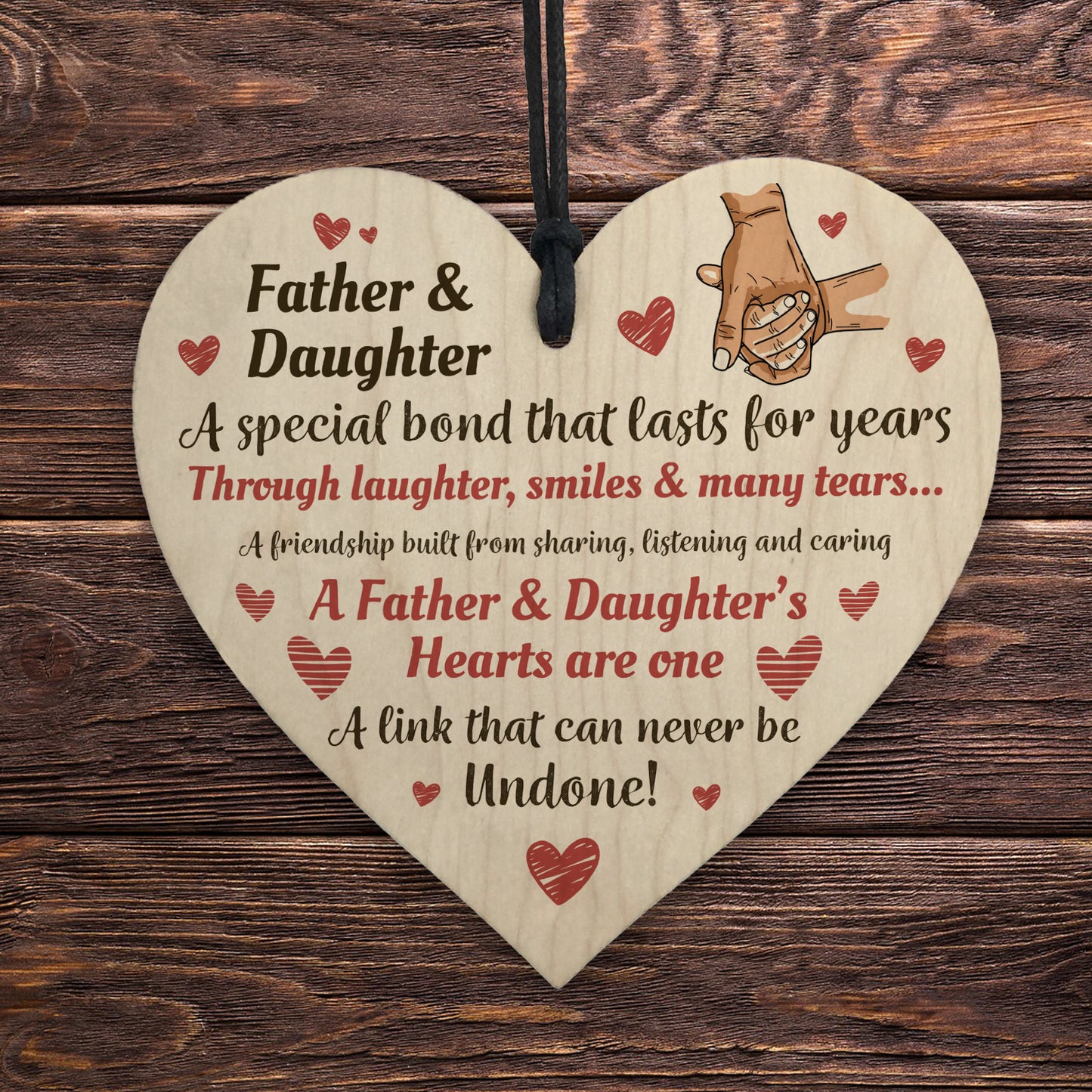 Father and Daughter Wooden Heart Keepsake Fathers Day Birthday