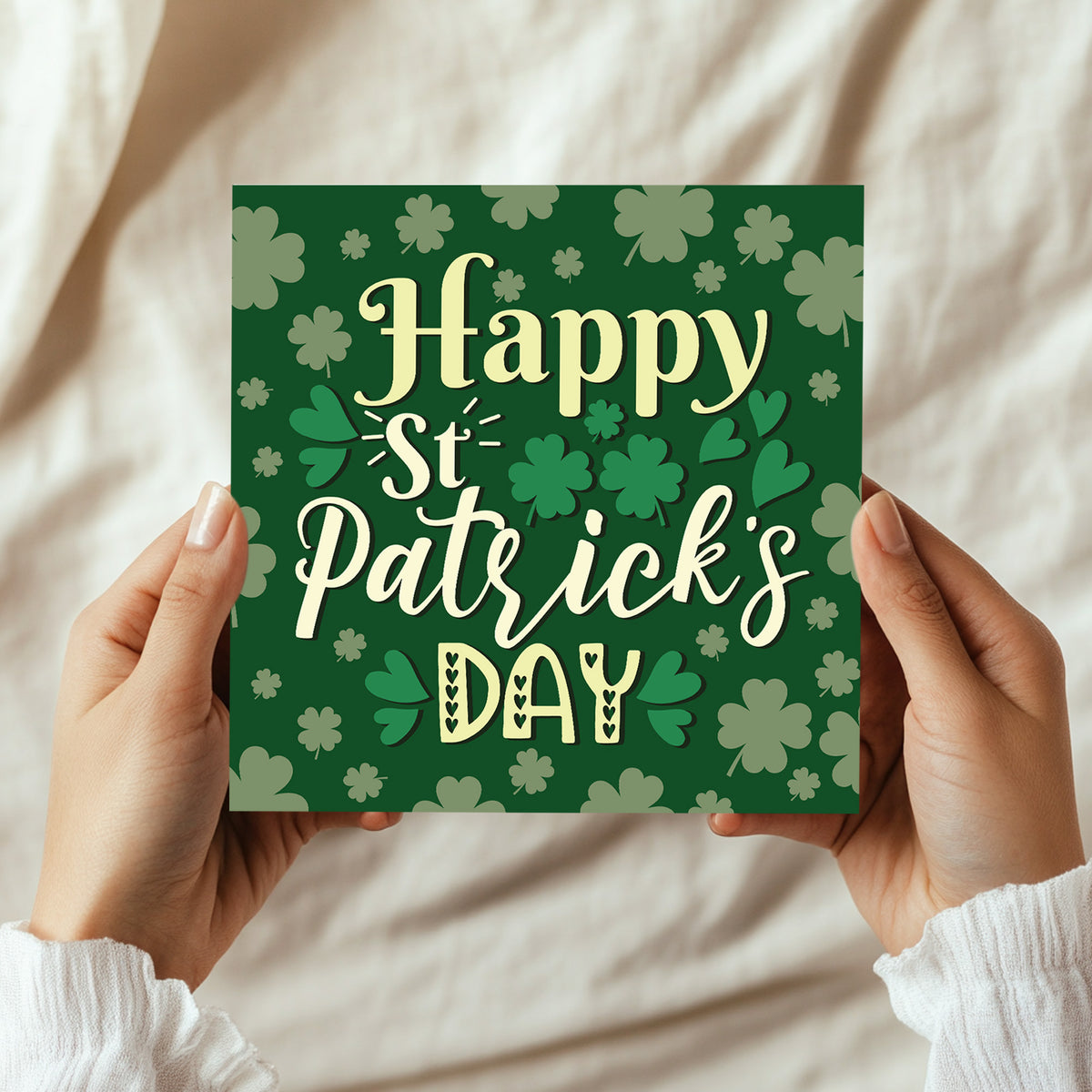 St Patricks Day Card Irish Day Cards with Shamrocks