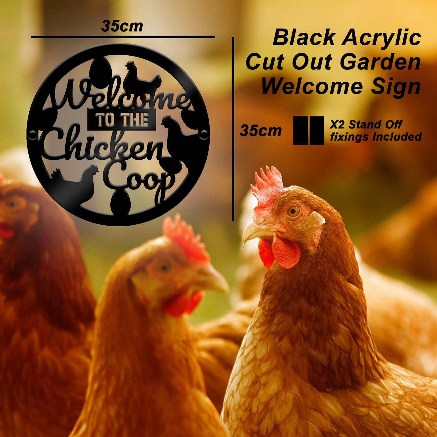 Chicken Coop Sign Wall Mounted Chicken Coop Decor Plaque 35x35cm