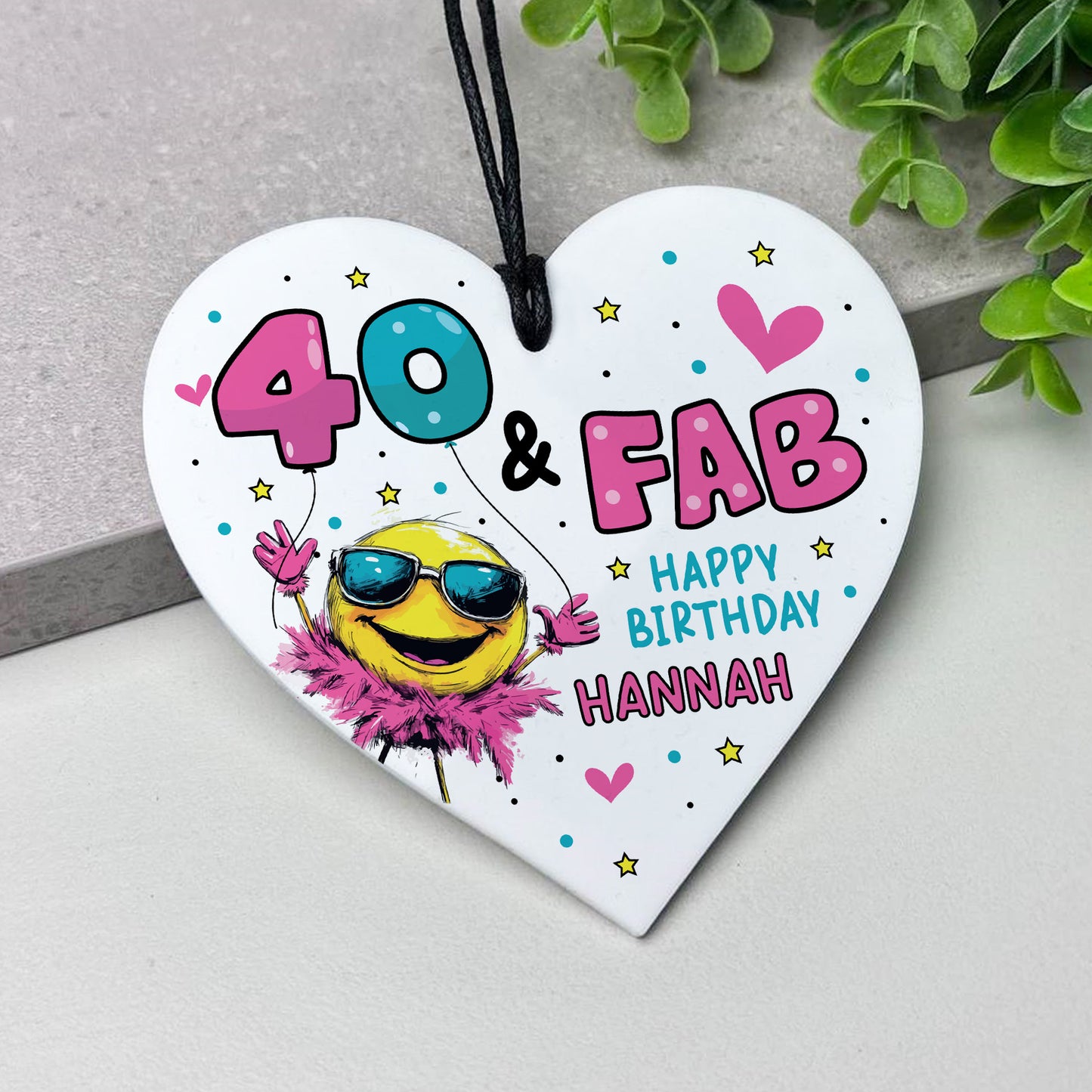 Personalised 40th Birthday Gift For Women Heart 40 And Fab