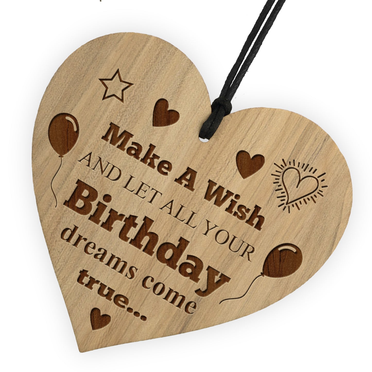 Birthday Dreams Come True Cute Inspirational Wooden Heart Gift