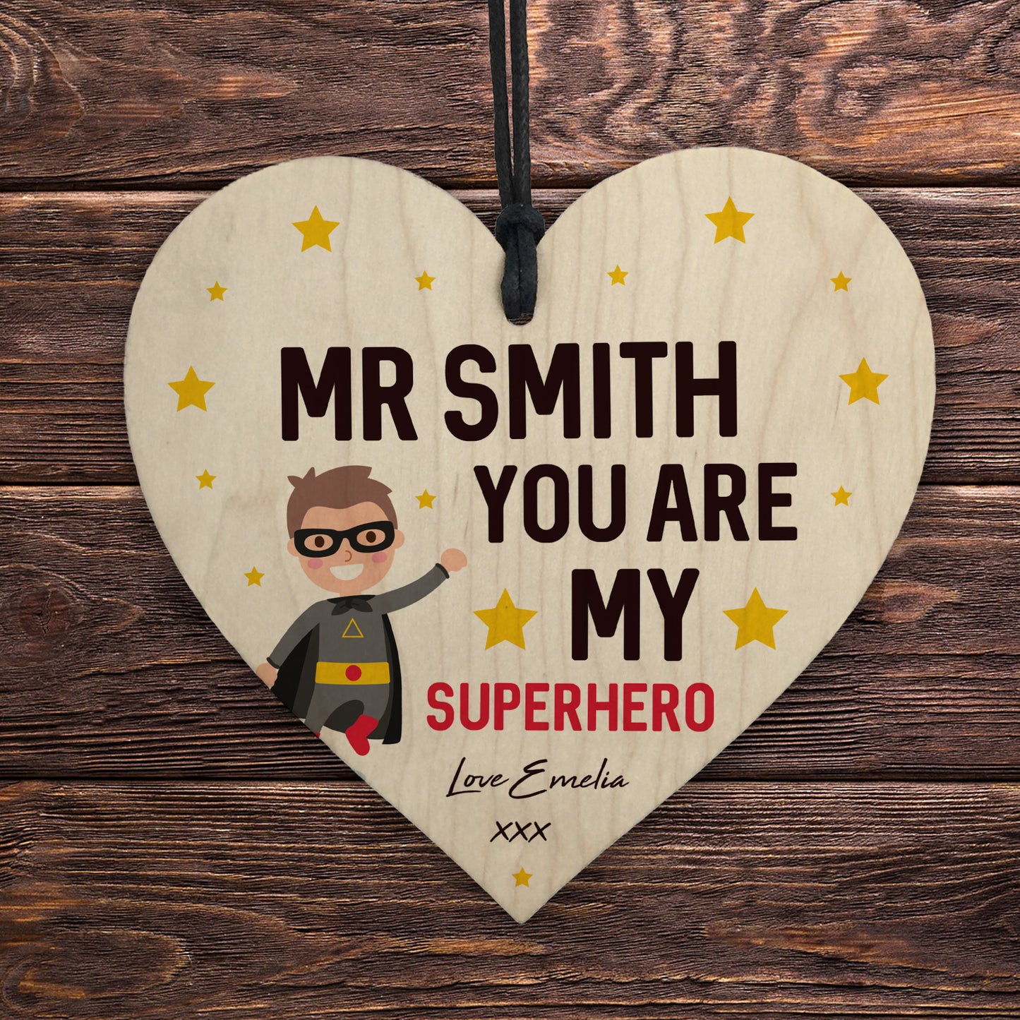 Personalised Teacher Gifts For Him Wood Heart Teacher Thank You