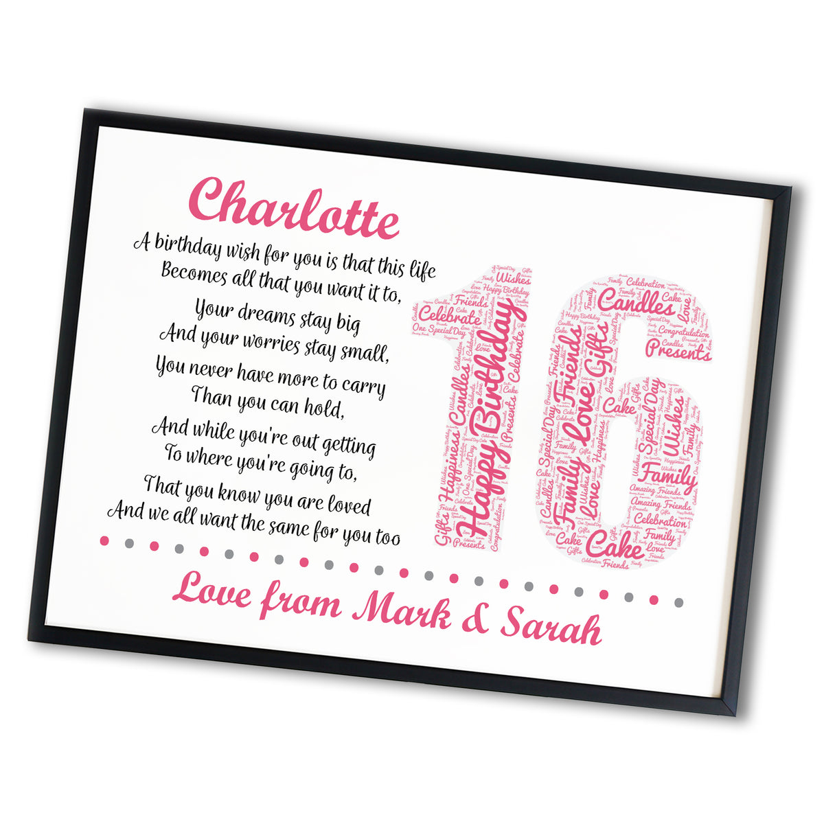 Personalised 16th Birthday Gift for Her Daughter A3 Framed Print